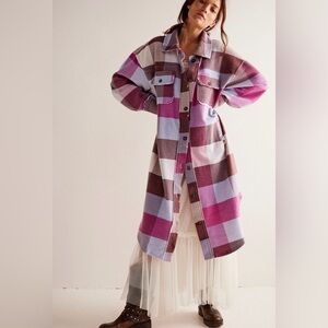 We The Free Plaid Long Ruby Shacket – Large (Oversized)